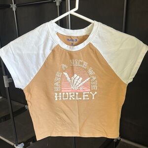 Hurley Tan and White Short Sleeve Tee Casual Style